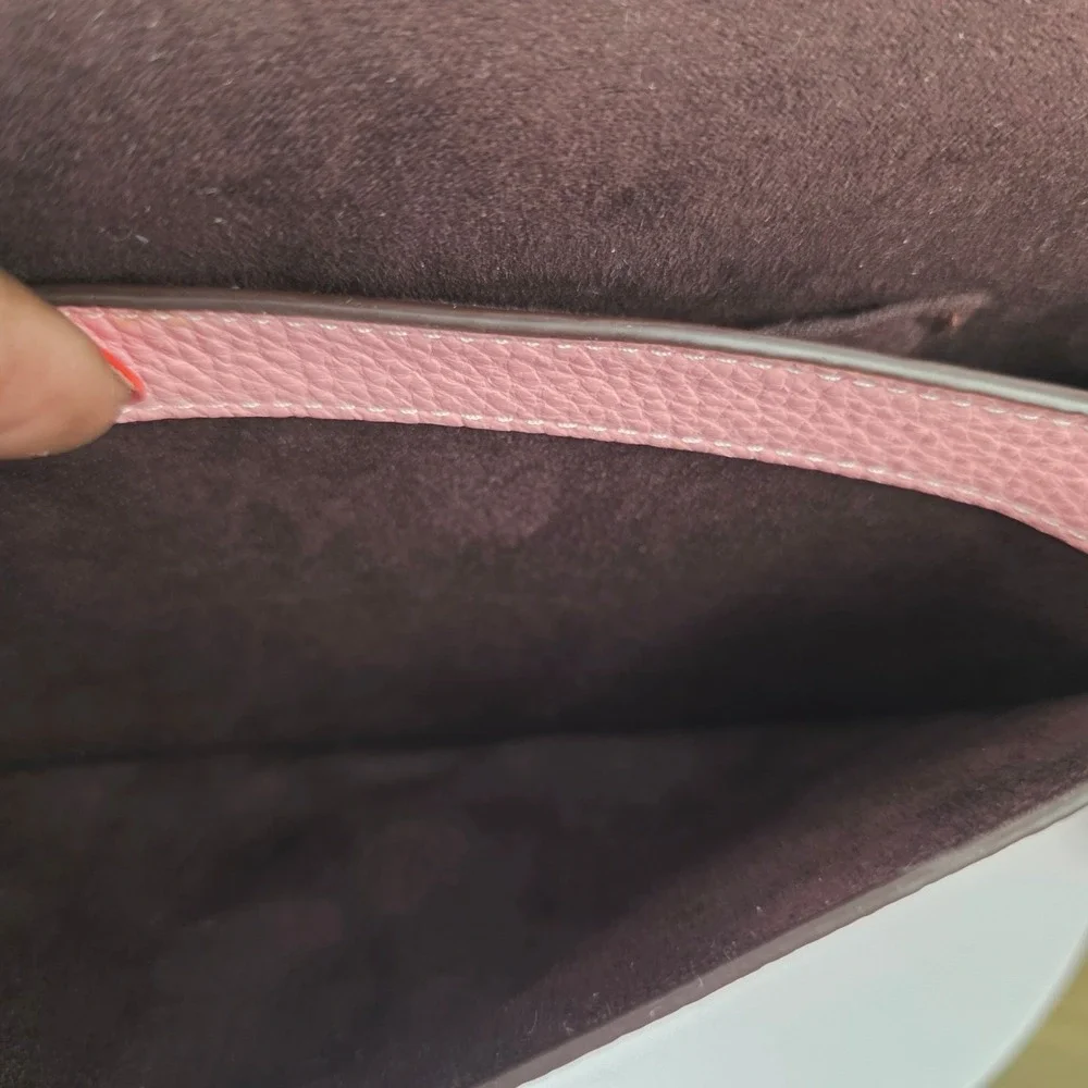 Coach Ellen Saddle Flap Pebble Leather Crossbody Bag Bubblegum Pink